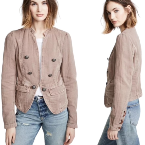 Free People Jagger Lace Up Sleeve Cotton Military Blazer Jacket - M - Picture 2 of 15
